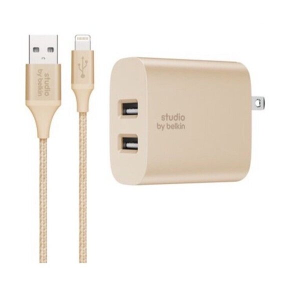 Studio by Belkin 2-Port Home Charger w/ Lightning Cable (MFi-Certified) NEW - Picture 3 of 7